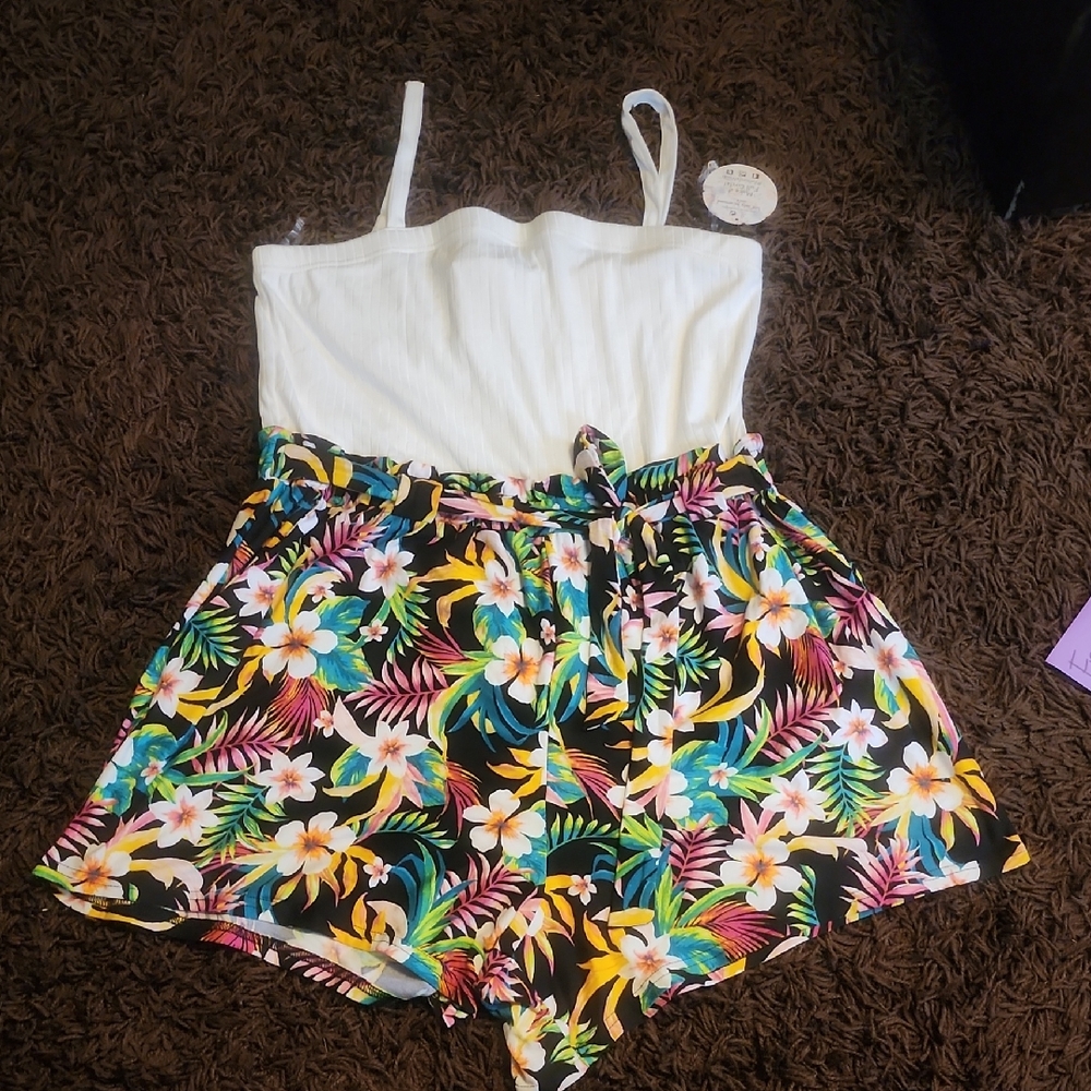 Tropical Floral Print Romper
